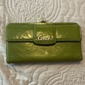 Coach Lime Green Leather Continental Wallet